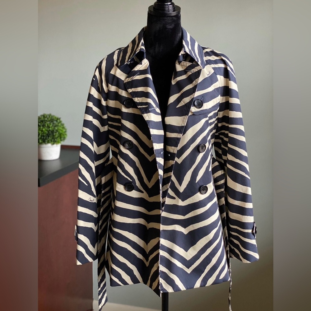 NWT Navy Blue & Ivory Coach Coat